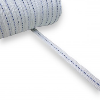 Twill Trimming Tape Synthetic White Color with Blue Stripe Width 10 mm